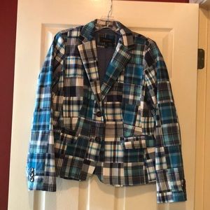 Talbots madras plaid blazer size 8